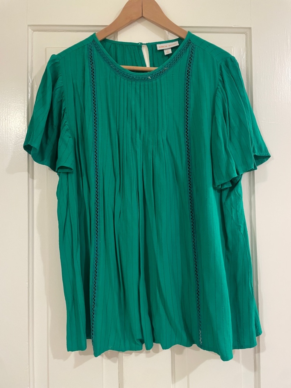 Knox Rose Green Pleated Short Sleeve Blouse